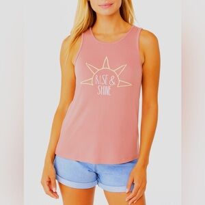Rae Dunn “Rise & Shine” Quartz Pink Textured Tank Top | Size Small | NWT